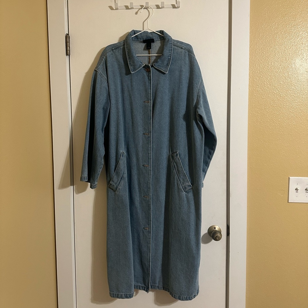 Monki Longline Denim Jacket Light Wash Oversized Minimalist